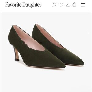 Favorite Daughter The Kenna Olive Green Suede Pointed Toe Pumps